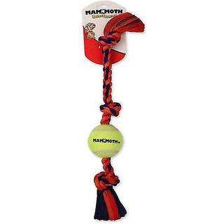Mammoth Flossy Chews Color 3 Knot Tug W/Mini Tennis Ball - Premium Cotton -Poly Tug Leget?j til hunde - Interaktivt - rebhund leget?j til sm? hun
