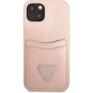 Guess iPhone 13 pink hardcase SaffianoTriangle Logo Cardslot