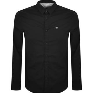 Slim Poplin Stretch Shirt - Black - S