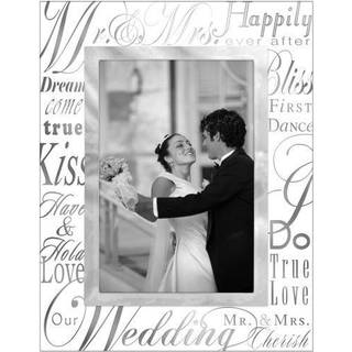 Malden International Designs Mirrored Glass med s?lvmetal indre gr?nse Mr. og Mrs. Picture Frame 4x6 Silver