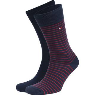 Small Stripe 2-pak Strømper, Navy/Rød, 39-42