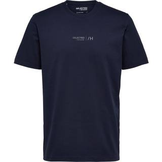 Selected Boris printet T-shirt i navy med rund hals til herre