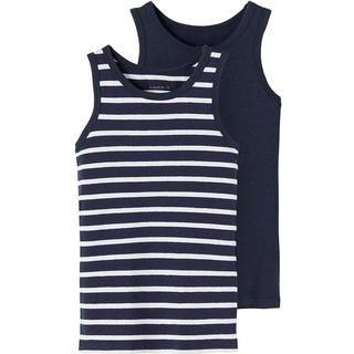 Name it 2-pak undertrøje/tank top i sort og hvid m. striber til drenge