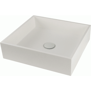 Lavabo fritstående håndvask 40 x 37 cm uden hanehul i Hvid Solid-surface