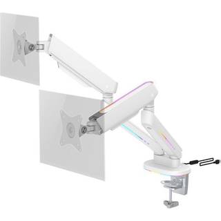 DELTACO Premium Dual monitor arm til 2 skærme med RGB belysning, 17"-32", VESA, Sort
