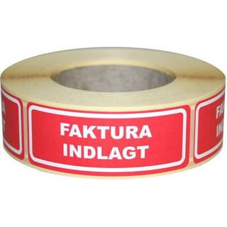 Etiketter med tryk "Faktura indlagt" 24 x 64,6mm