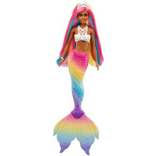 Barbie Dreamtopia Regnbue-Magi Havfrue med Regnbuehår og Lysebrune Øjne - Vandaktiveret Farveændring på Hår og Hale