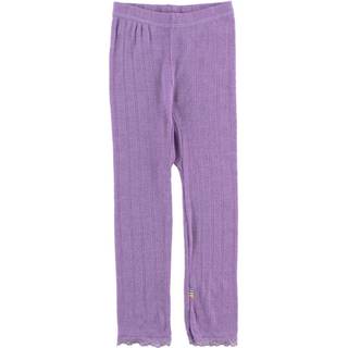 Lilla leggings i uld-silke med blonder