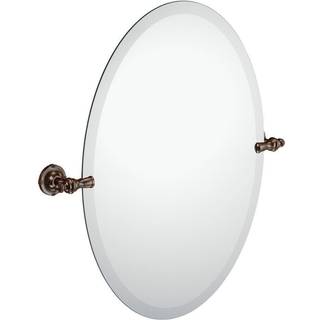 Moen Gilcrest Oil gnidede bronze 26-tommer x 23-tommer rammel?s drejelig spejl oval vippet spejl til badev?relse forf?ngelighed DN0892ORB
