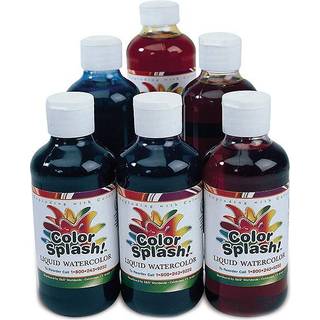 S&S Worldwide Color Splash! Flydende akvarelmaling 10 levende farver 8 oz flip-top flasker til alt akvarelmaleri Brug til farvetone slim limbarbe