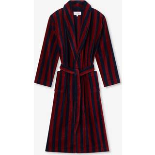 Derek Rose Cotton Velour Striped Gown Red/Blue