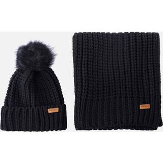 BARBOUR SALTBURN BLACK BEANIE + SCARF SET