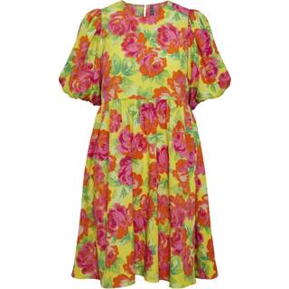 PIECES X DITTE ESTRUP PCASTA 2/4 DRESS D2D - Golden Kiwi Flower - XS