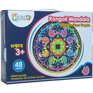 Kulture Khazana Rangoli Mandala Floor Puzzle - 48 stykker puslespil 32 tommer farverig gigantisk gulvpuslespil Indisk kunst Montessori Puzzle Hol