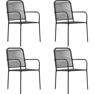 Havestole 4 Stk. Bomuldsreb Og Stål Sort