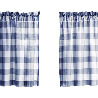 Elrene Home Fashions Farmhouse Living Buffalo-Check Tier Curtain Set til badev?relse eller k?kkengardiner 30 """" X 36 """" (S?t med 2 lag) Gr?/hvid