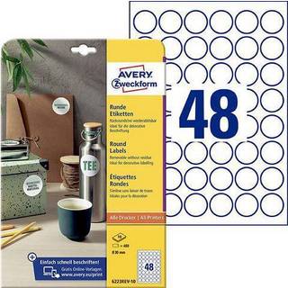 Avery 6223REV-10 Aftagelige runde produktetiketter Ø30mm 10ark