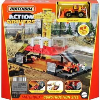Matchbox Action Drivers Construction Playset Moving Crane Car-aktiverede funktioner inkluderer 1 Matchbox Toy Bulldozer til b?rn 3 ?r gammel og ?