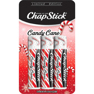 Chapstick Lip Balm Candy Cane 3 -Count - Fresh & Minty Lip Moisturizer Stocking Stuffer 0,15 Oz EA