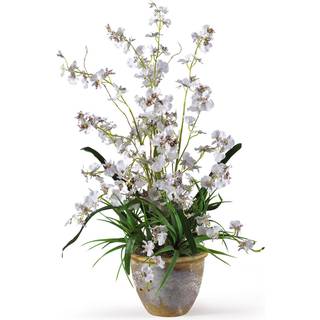 N?sten naturlig 1005-WH Dancing Lady Silk Orchid Arrangement White 29 """" X 10.25 """" X 10.25 """"