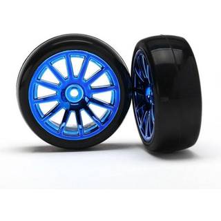 Traxxas 7573R 12-SP BLUE WHEELS, SLICK TIRES