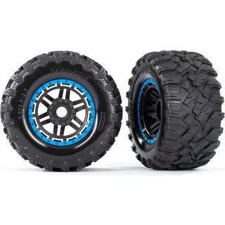 Traxxas - TRX8972A - Maxx® dæk limet på 2.8″ fælge med blå kant og 17mm hex – 2 stk
