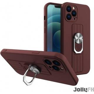 Ring Case silikonecover med fingergreb og stand til iPhone 13 mini brun