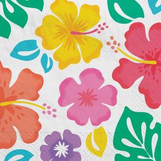 Multicolor Hibiscus Paper Beverage servietter (pakke med 100) - 5 """" X 5 """" - Ideel til Luau Hawaiian -tema -fejringer og sommerfester