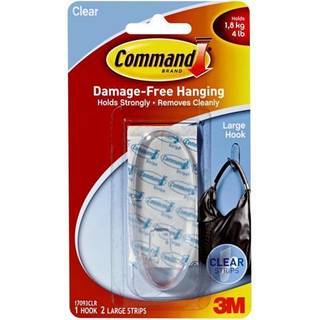 17093 | 3M Command 1,8 kg. Stor gennemsigtig krog med gennemsigtige strips