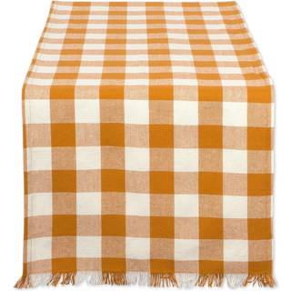 DII Tungvikt Fransad Check Tabletop Collection Table Runner 14x108 Pumpkin Spice