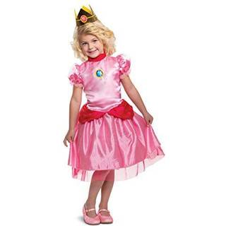 Forkl?dning Prinsesse Peach Costume kjole Nintendo Super Mario Bros Dress Up Outfit til piger Toddler Size Medium (3T-4T) Pink