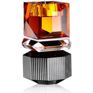 Reflections Copenhagen Candlelight And Scents - 'Dakota' tealight holder in amber, black Handcrafted Crystal