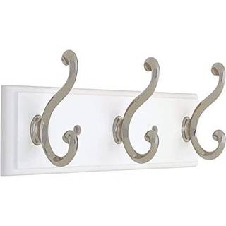 Liberty 129854 v?gmonteret frakkeholder med 3 dekorative kroge 10-tommer satin nikkel og hvidt