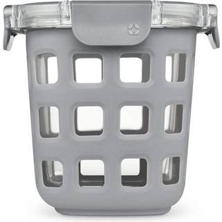 Ello duraglass runder glas mad opbevaring containere - måltider prep skåle med silikone ærme og lufttætte låg 3 kop grå