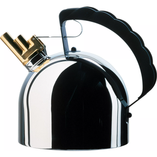 Alessi kedel - Vandkedel med melodisk fløjte - 2L - Messing fløjte og sort håndtag
