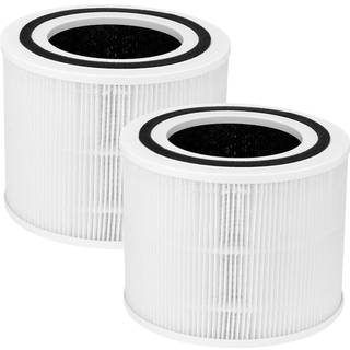 LEVOIT Core 300-RF 3-i-1 ægte HEPA + aktiveret kul erstatningsfilter (2-pak) - Fanger støv, allergener og lugte - Hvid