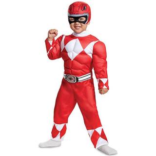 Förklädnad Red Ranger Toddler Muscle Child Costume Red Medium/(3T-4T)