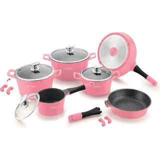 Cookware Premium Diamond Collection - Die Cast Alu - 14Pcs - BURGUNDY - Royalty Line