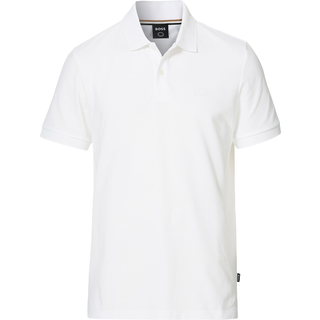 BOSS poloshirt med økologisk bomuld i hvid til herre.