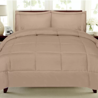 Sweet Home Collection 7 stykker dyne sæt taske Fast farve hele sæsonen blødt down alternativt tæppe og luksuriøs mikrofibersengene taupe fuld