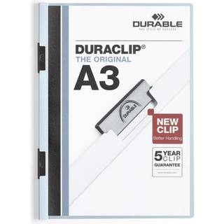 Durable Duraclip® A3 klemmappe klar forside og blå ryg