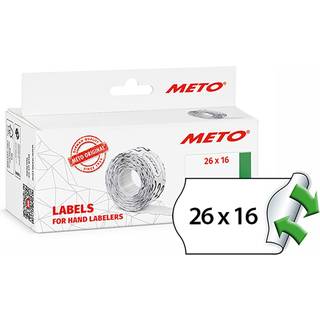 Meto etiket 26x16mm aftagelig hvid, 6000 stk / 6 ruller