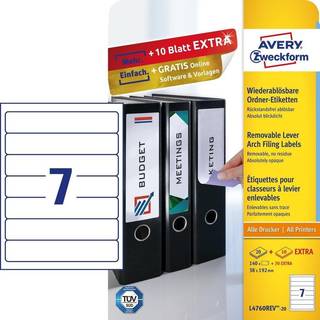 Avery L4760REV-20 Aftagelige etiketter 38x192mm, 30ark