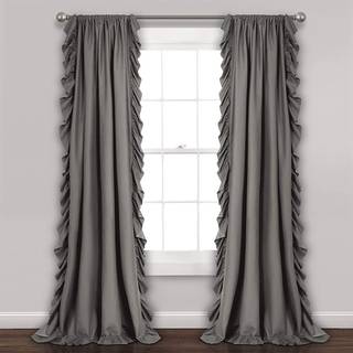 Frodig indretning Reyna Ruffle Window Gardin Panel Set Pair 54 """" W X 84 """" L Grå - Flowy Curtain Set - Romantisk Ruffle Curtain til soveværelse