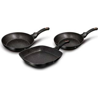 Berlinger Haus - Stegepandesæt i 3 dele - Non-Stick - El / Gas / Induktion - Black Rose Edition