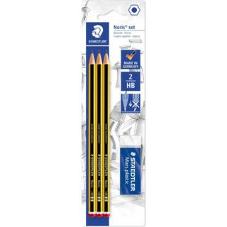 STAEDTLER Noris Blyanter & viskelæder, 3 + 1 stk Pakke med 3 stk blyanter og et viskelæder fra STAEDTLER Blyanterne har en hårdhed på 2HB.