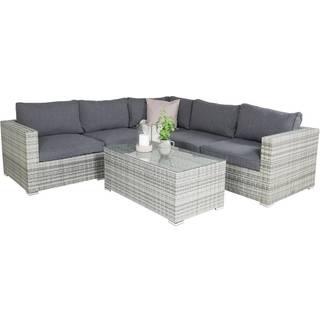 Amazon loungegruppe med hjørnesofa og bord i grå rattan