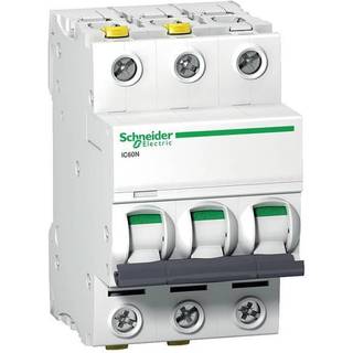 Schneider Acti9 iC60N 3P 6A Dobbelt terminal B-karakteristik 6/10kA 230V Bredde 54mm