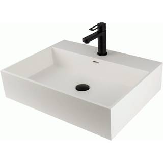Lavabo håndvask 610 x 450 mm med hanehul i Hvid Solid-surface