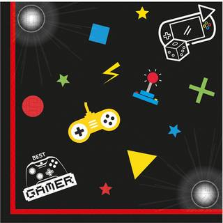 Mønstrede servietter 33x33 cm 20-pak - Gaming (På lager i butik)